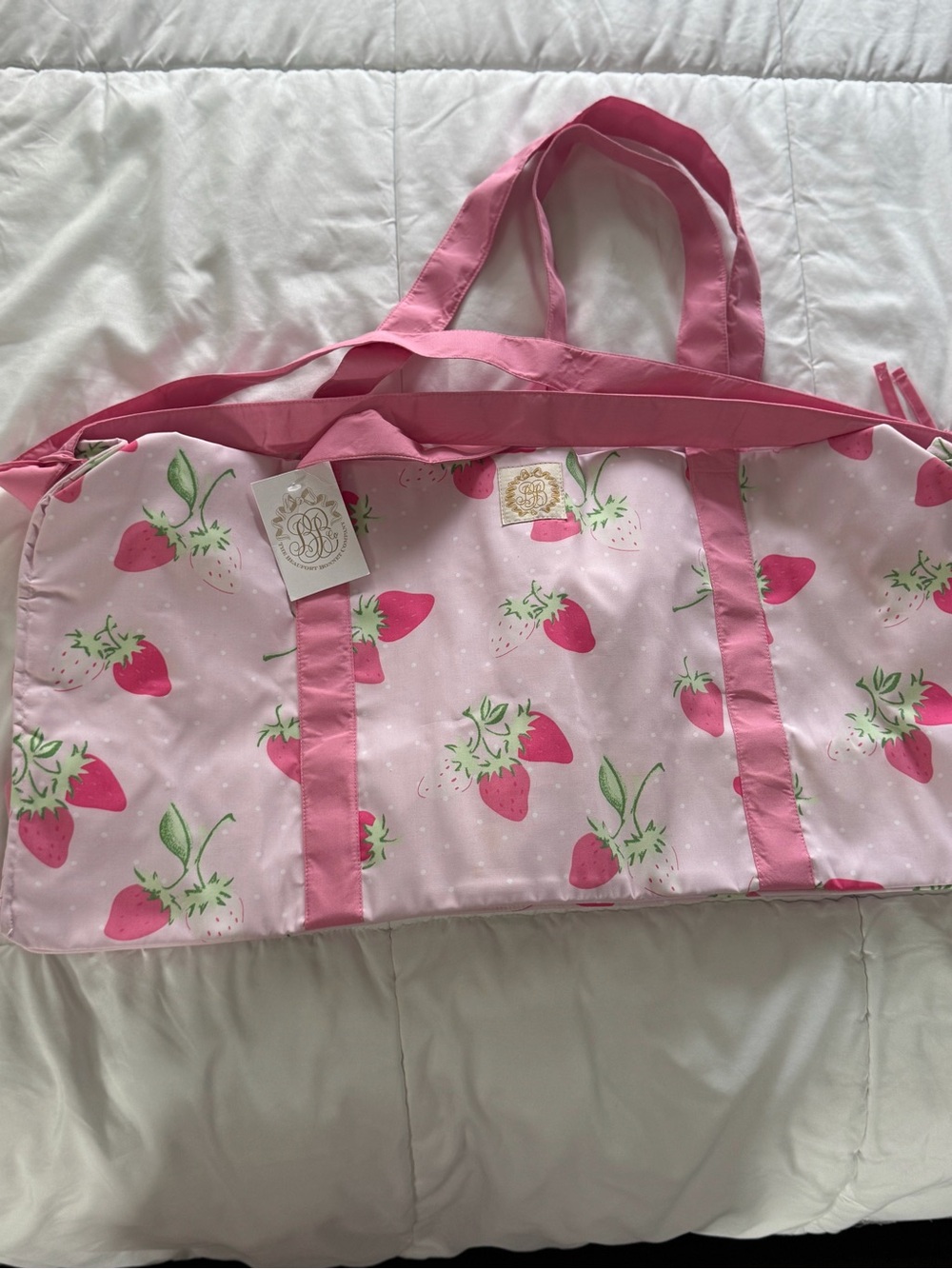 Strawberry Print Long Weekend Bag from The Beaufort Bonnet Company